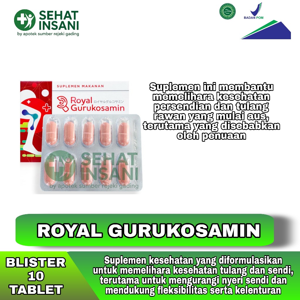 ROYAL GURUKOSAMIN 1 BLISTER (ISI 10 TABLET) Glukosamin 1200mg Obat Persendian