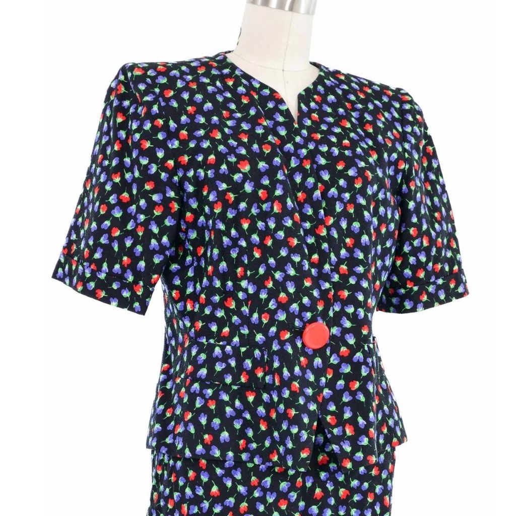 YSL Yves Saint Laurent Floral Short Sleeve Blazer