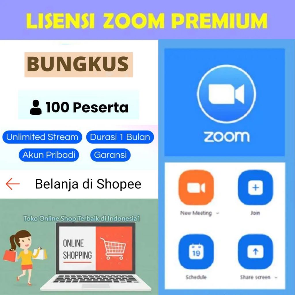 Sewa Zoom 1 Bulan 100/300 Peserta Fitur Lengkap Termurah