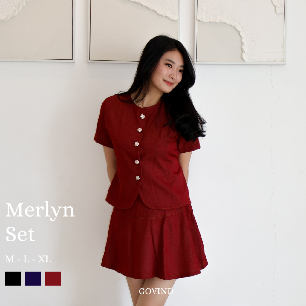 Govind.idn - Merlyn Set / Setelan Rok Wanita / One Set  Lengan Pendek Wanita