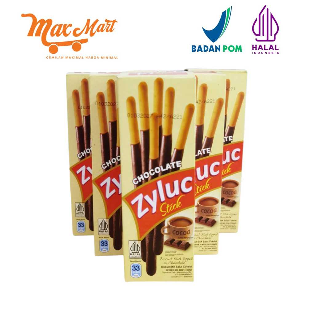 BISKITOP  Zyluc Stick Coklat Box 33g Biskuit Stick Kue Kering Stick Anak Dewasa Enak Renyah Coklat