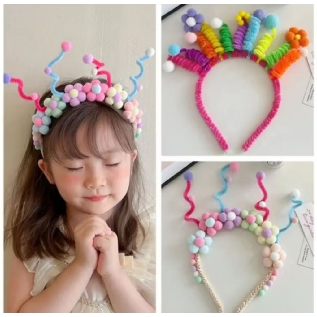 Bando Lucu | Bando Kawat Bulu | Aksesoris Rambut Wanita Kekinian | Hairband