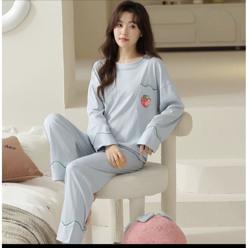 PIYAMA IMPORT PP KAOS JUMBO  PREMIUM STRAWBERRY BIRU