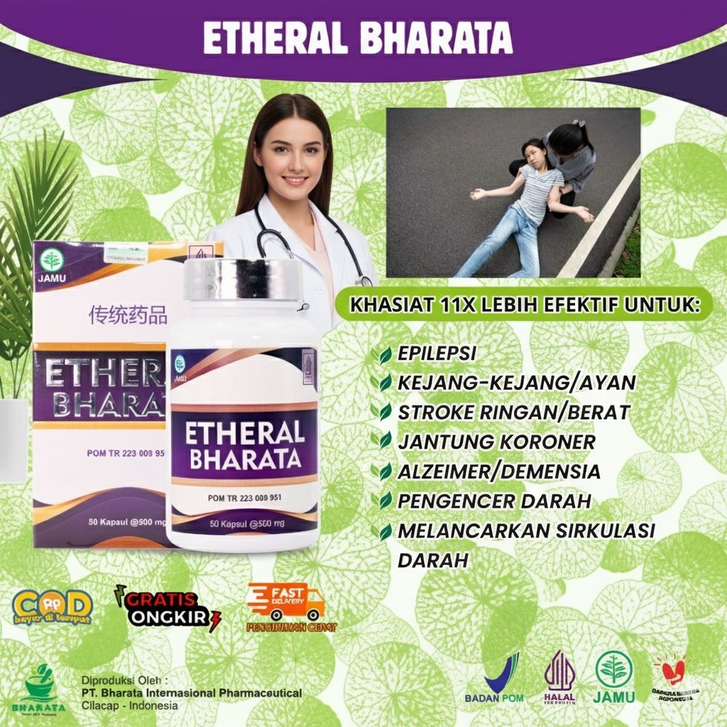 Obat Epilepsi, Obat Ayan Kejang Kejang Obat Stroke Saraf Paling Ampuh Etheral Bharata 100% Original 
