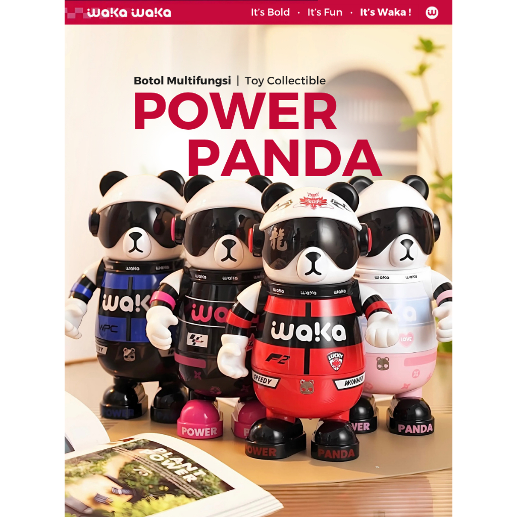 WAKA WAKA Power Panda Bottle Vacuum Insulated Termos 530ml Botol Minum Tumbler Karakter Lucu