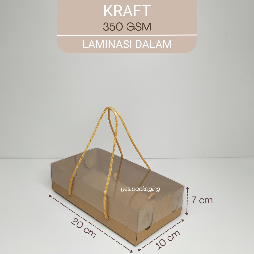 [20x10x7cm] KRAFT MIKA TALI Box Dos Dus Kotak Kemasan Brownies Cake Snack Pudding Hampers