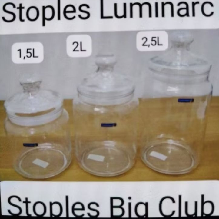 Luminarc Stoples Toples Kaca Kedap Udara / Big Club Jar With Seal 1500ml 2000ml 2500 ml Luminarc