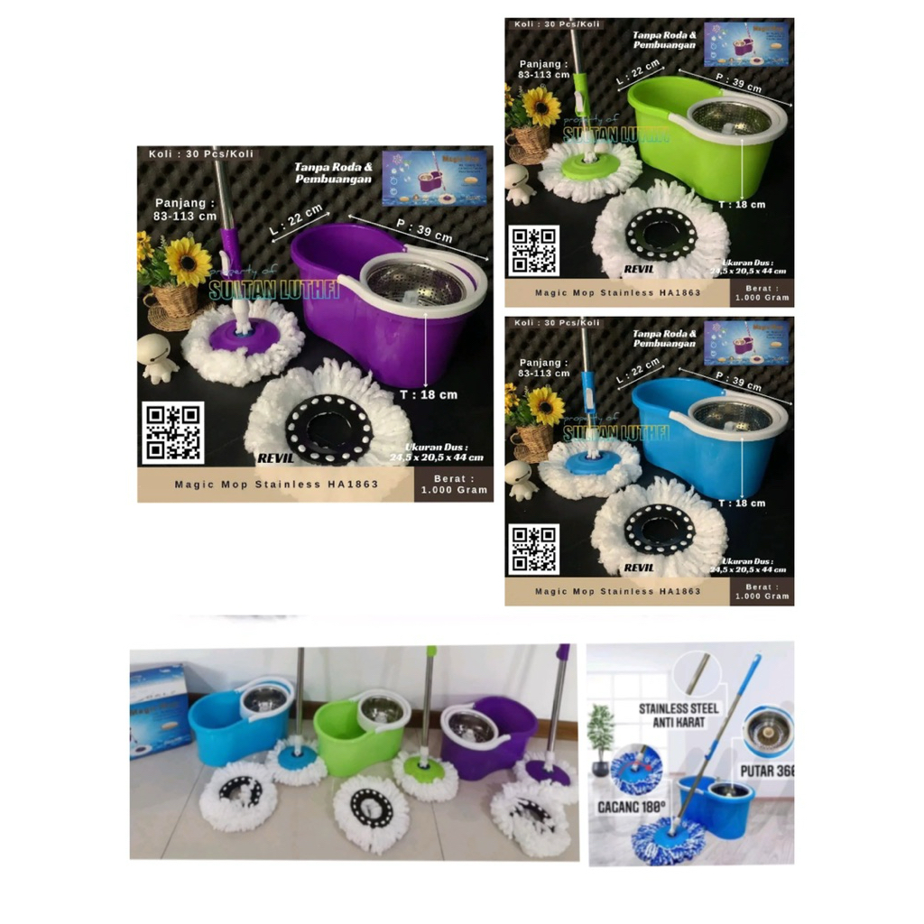 Alat Pel Praktis Magic Mop Stainless HA1863