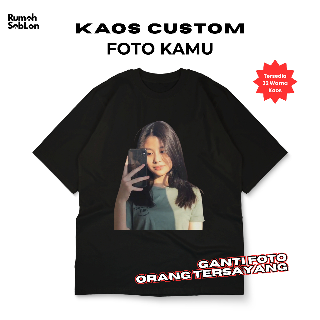 Kaos Custom Foto Bucin Foto Orang Tersayang Pria Wanita Baju Couple Pasangan