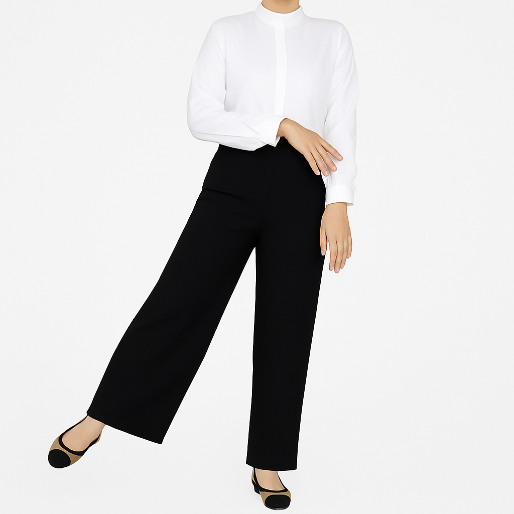 Kulot Scuba Putih High Waist Tebal Lembut Nyaman