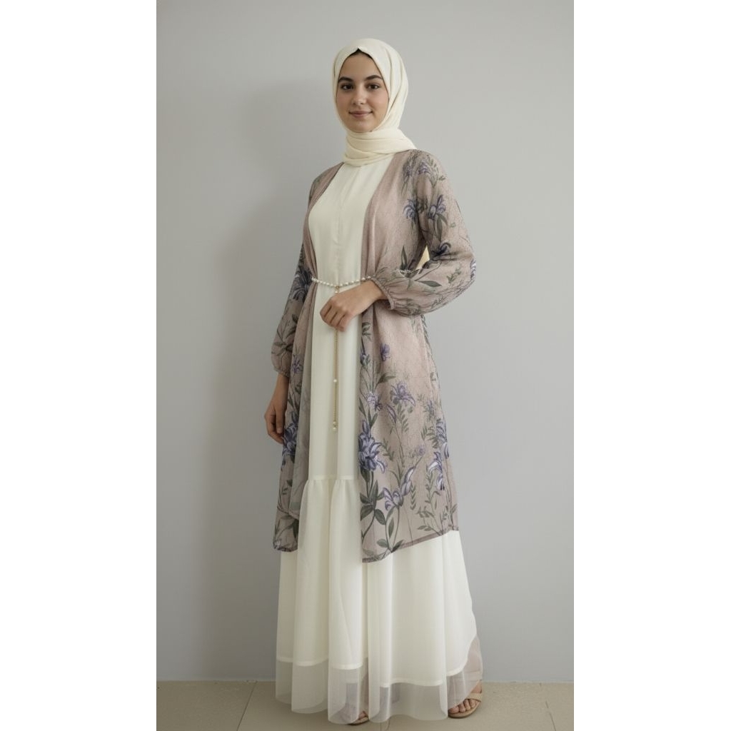 gamis tile outer lepas pasang wanita kekinian