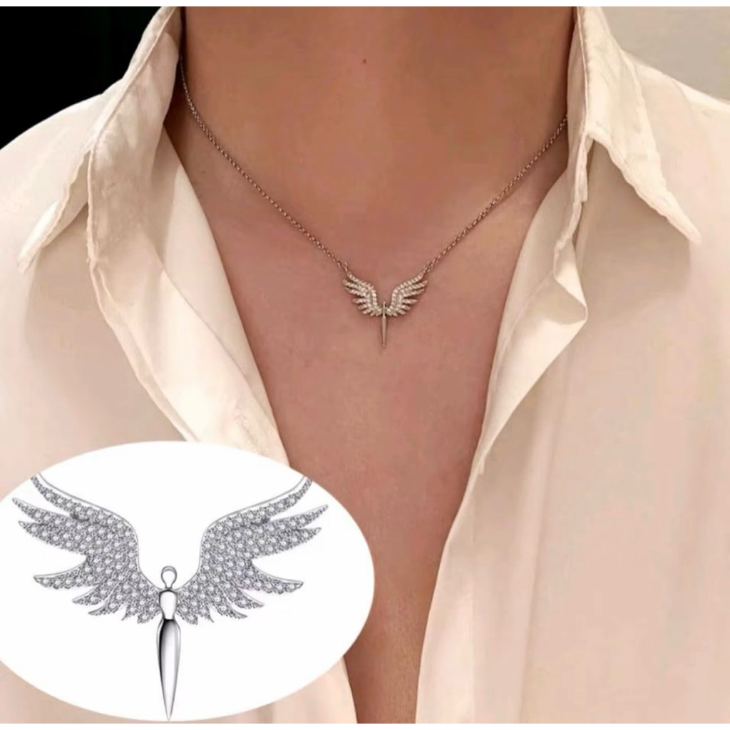 kalung titanium kalung titanium pria keren  model liontin sayap kalung titanium anti karat