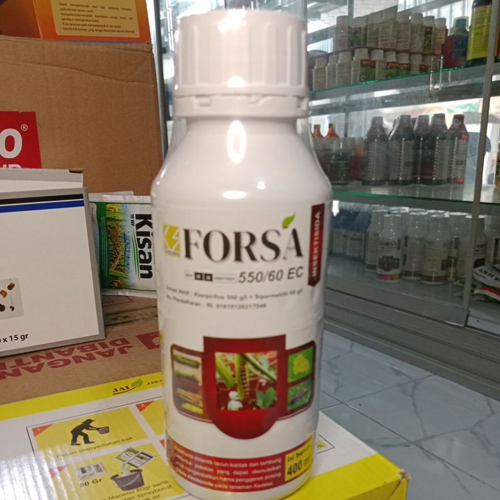 Insektisida FORSA 550/60 EC.B.A:Klorpirifos 550g/l + Sipermetrin 60g/l.kemasan 400ml