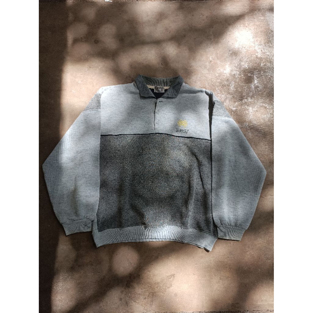 Half Button Half Zipper Crewneck