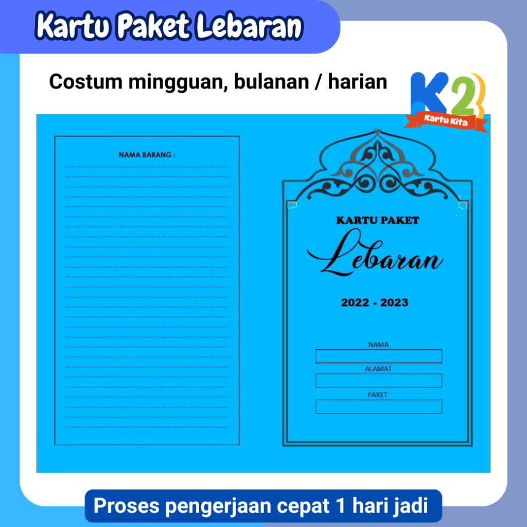 Kartu Paket Lebaran Harian / Mingguan / Bulanan KARTU KITA