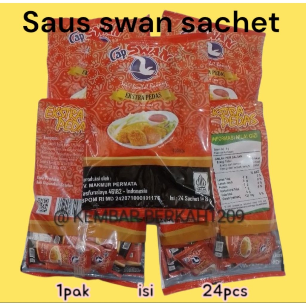 ( 5 pak ) Saus Sambal Swan Sachet 8g/ Saus Sambal Stik 8g / Saus Sambal Fried cicken 8g ( 1 Pak isi 