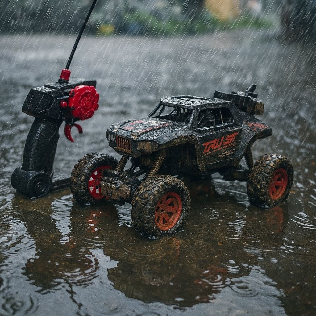 Mainan mobil remote control offroad Anti Air Ada efek spray batre cas