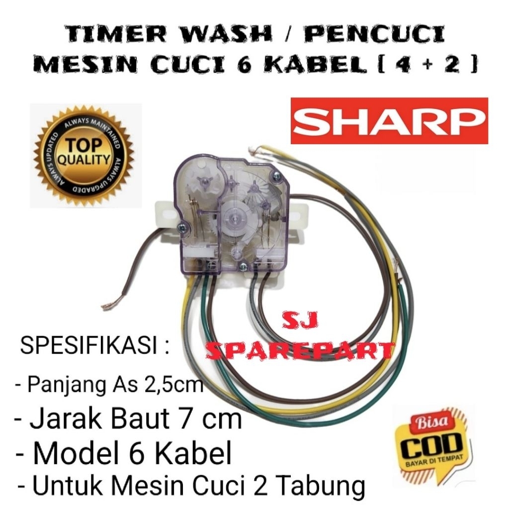 TIMER WASH 6 KABEL MESIN CUCI SHARP 2 TABUNG - TIMER MESIN CUCI SHARP 6 KABEL