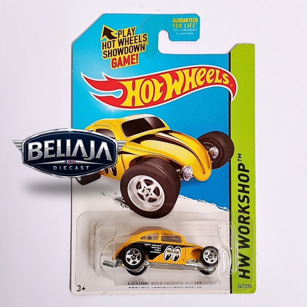 HOT WHEELS CUSTOM VW BEETLE YELLOW MOONEYES US CARD