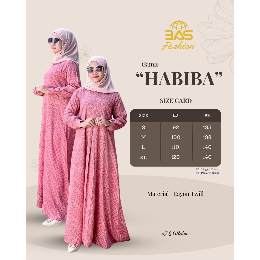 BAS Fashion - Gamis HABIBA Series - Gamis Rayon Twill - Gamis Motif Rayon Twill - Gamis Busui - Gami