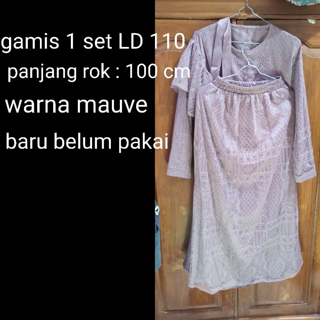 dres kondangan dress lebaran satin silk + tile mewah 1 set