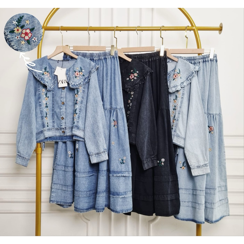 20691 Set rok ZARA JEANS CROP BORDIR