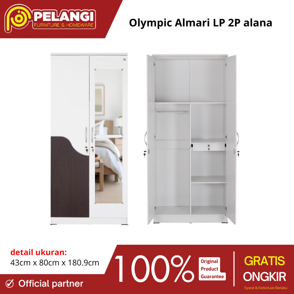 Lemari Pakaian Olympic | Lemari Pakaian 2 Pintu/ 3 Pintu | Lemari Baju | Lemari Pakaian Minimalis