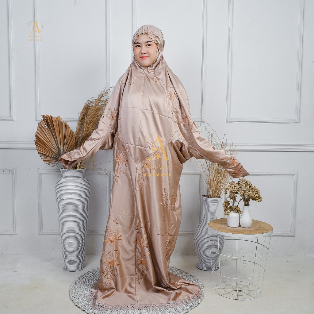 ARBAAZ - Mukena Terusan Bordir Series "Ambar" Silky Premium