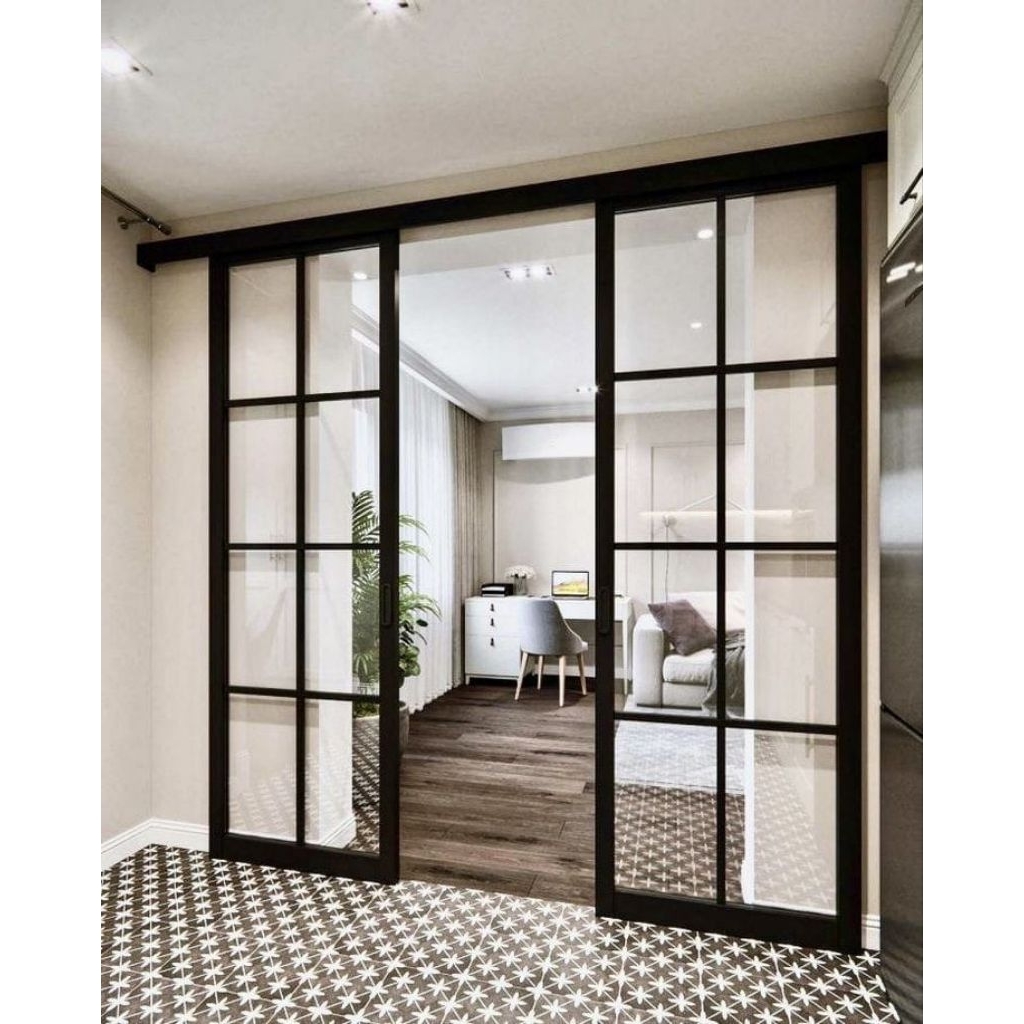 Kusen pintu sliding door Aluminium motif ornamen