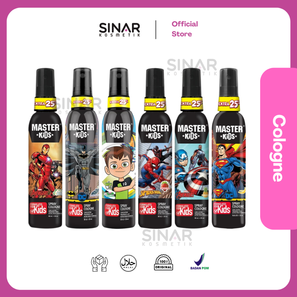 Master Kids Spray Cologne Botol 100ml - Parfum Anak Ironman Batman Ben10 Spiderman Captain America S