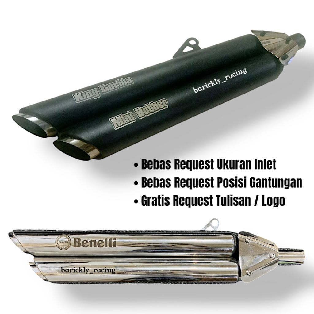 SILENCER ONLY Knalpot Double Vanes Bambu Runcing Untuk Japstyle W175 SE TR Benelli Motobi 152 200 Ev