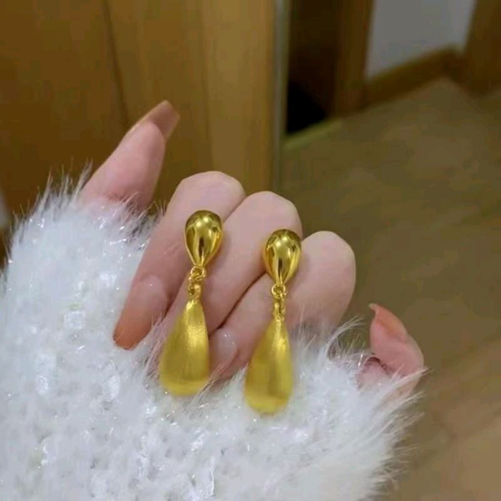 Fashion Anting Elegant Korean Wanita OOTD Anting Tetes Emas Elegan