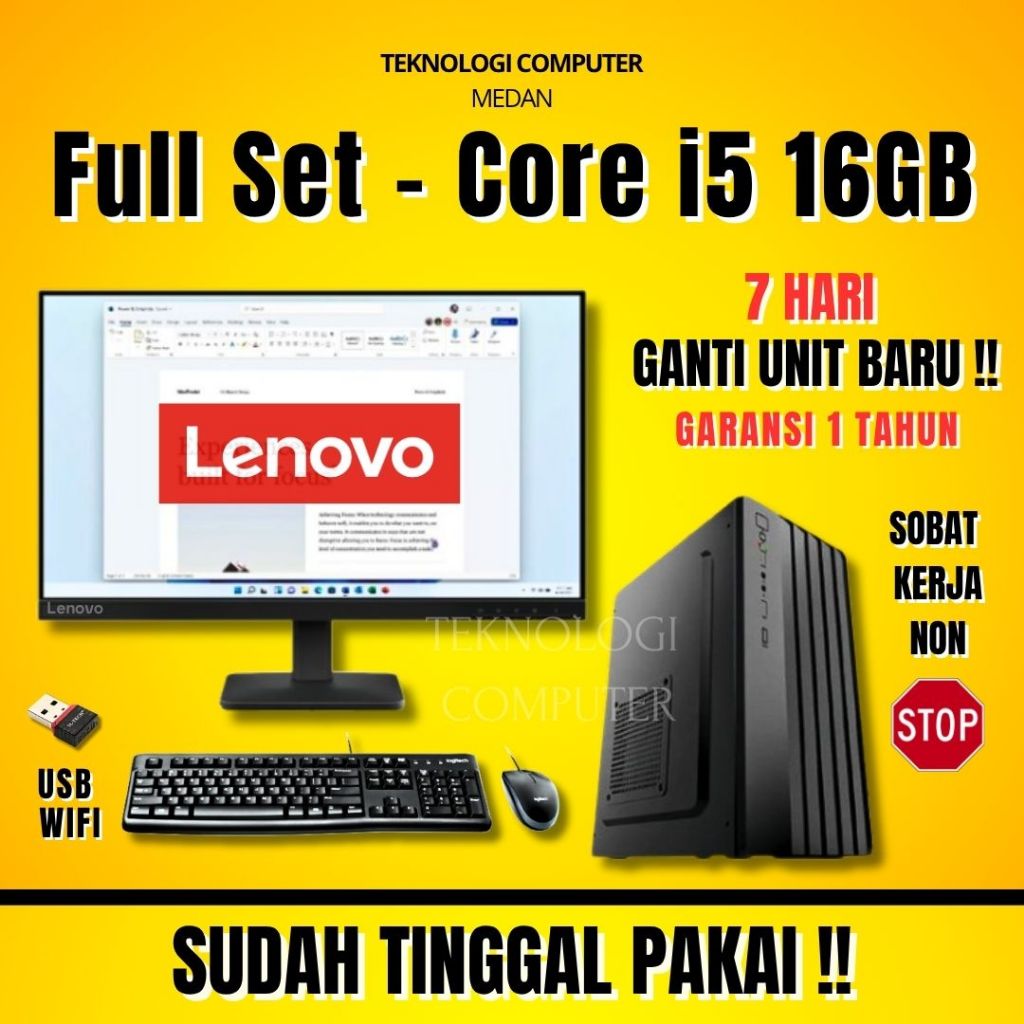 Core i5 | Full Set | LENOVO | Komputer Kantor Admin | CPU PC Rakitan