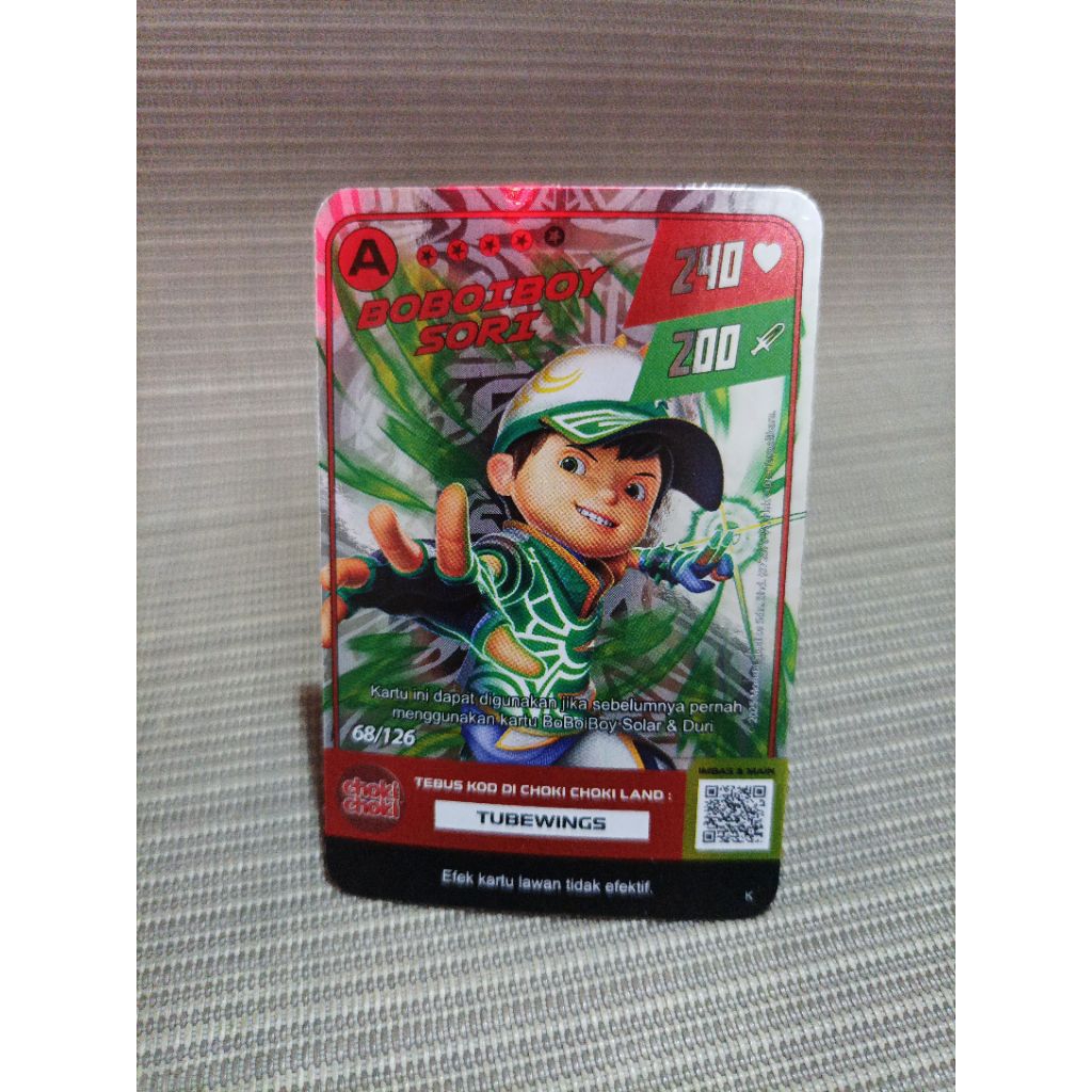 Kartu choki choki boboiboy monsta galaxy boboiboy sori 68/126 silver foil