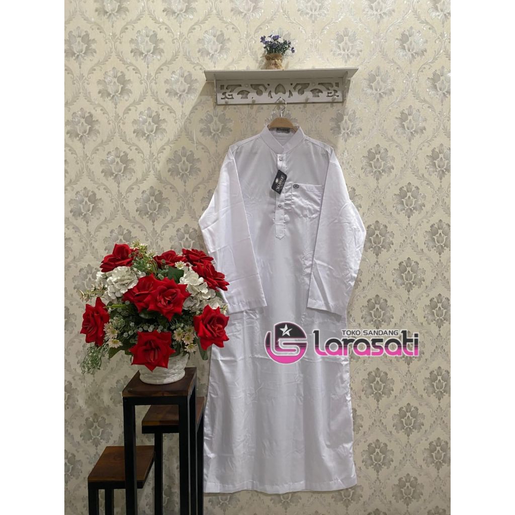 Gamis laki laki merk MAJIDAH lengan panjang warna putih terbaru