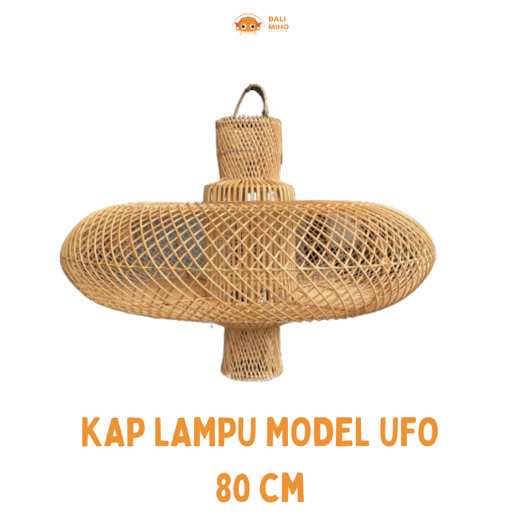 Kap Lampu UFO terbalik Jumbo 80 cm - Kap Lampu rotan Motif UFO - Kap Lampu Bali - Rattan Lampshade -