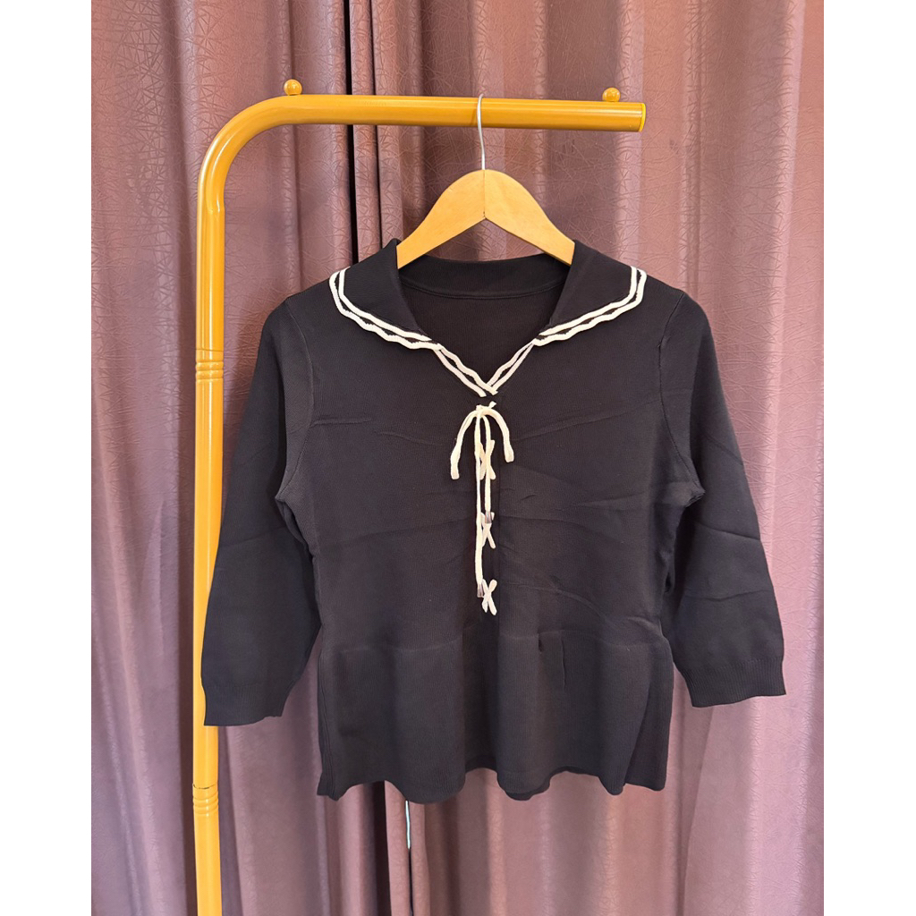 NEW ATASAN KNIT RAJUT HITAM REMAJA / OUTFIT KULIAH