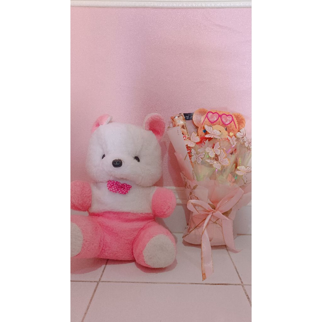 Pink Cute Bear Plush – Boneka Beruang Pink Besar | Boneka Lucu Aesthetic | Boneka Peluk Lembut