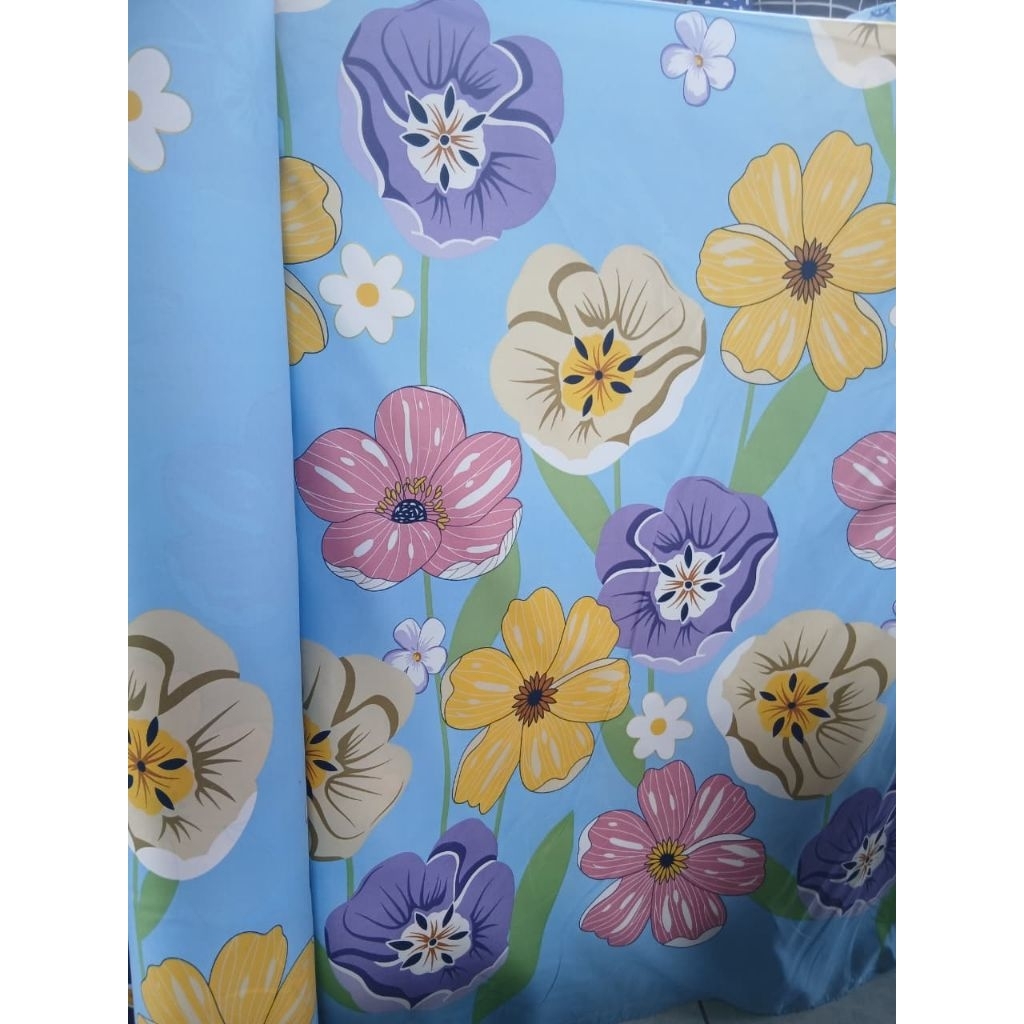 bahan kain Seprei bahan polymicro motif sepider hijau harga per 50cm lebar 240cm