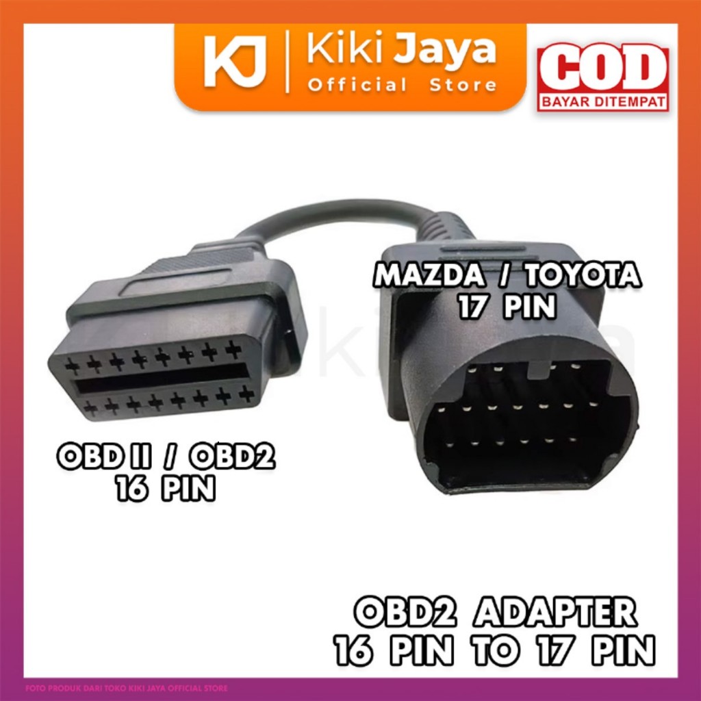 [KIKI] Kabel OBD2 16 Pin to 17 Pin MAZDA / TOYOTA - Serial Port Adaptor Konektor Interface Diagnosti