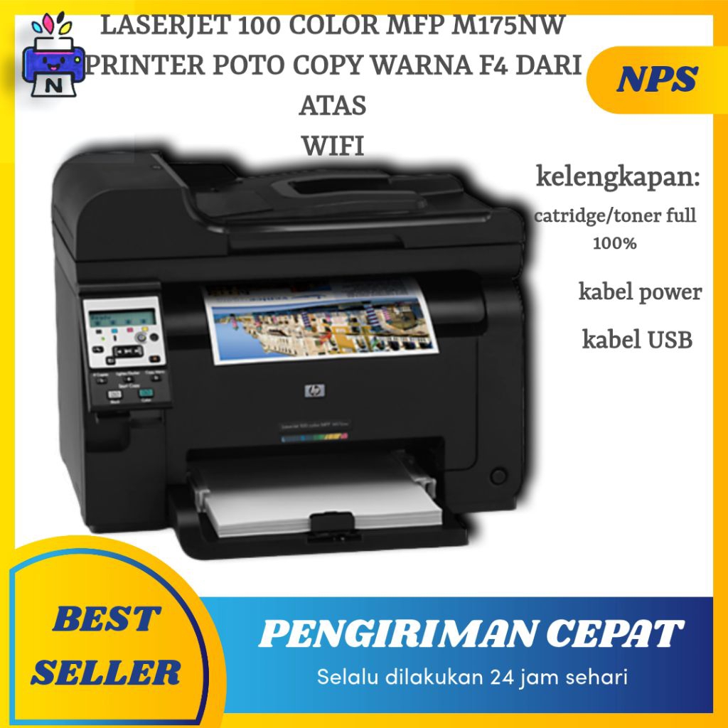 printer laserjet 100 color mfp m175nw printer warna potocopy f4