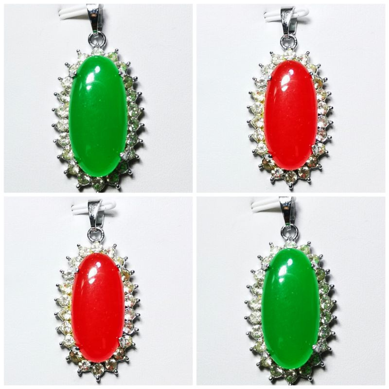 LIONTIN BATU PERMATA GIOK MERAH GIOK HIJAU / LBS-240