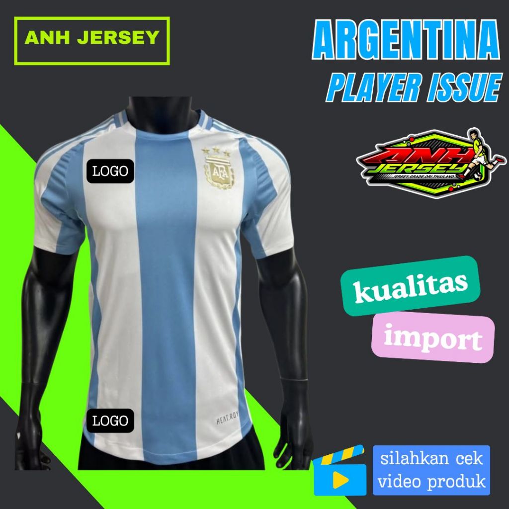 (PLAYER ISSUE) JERSEY BAJU BOLA (ARGENTINA) HOME AWAY 2024 2025/KUALITAS IMPORT