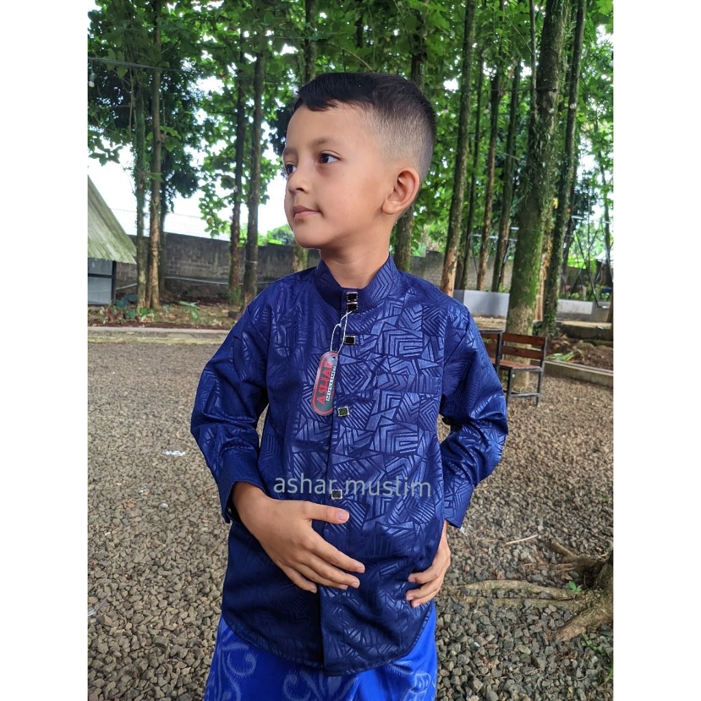 baju koko sultan anak lengan panjang kain embos peremium