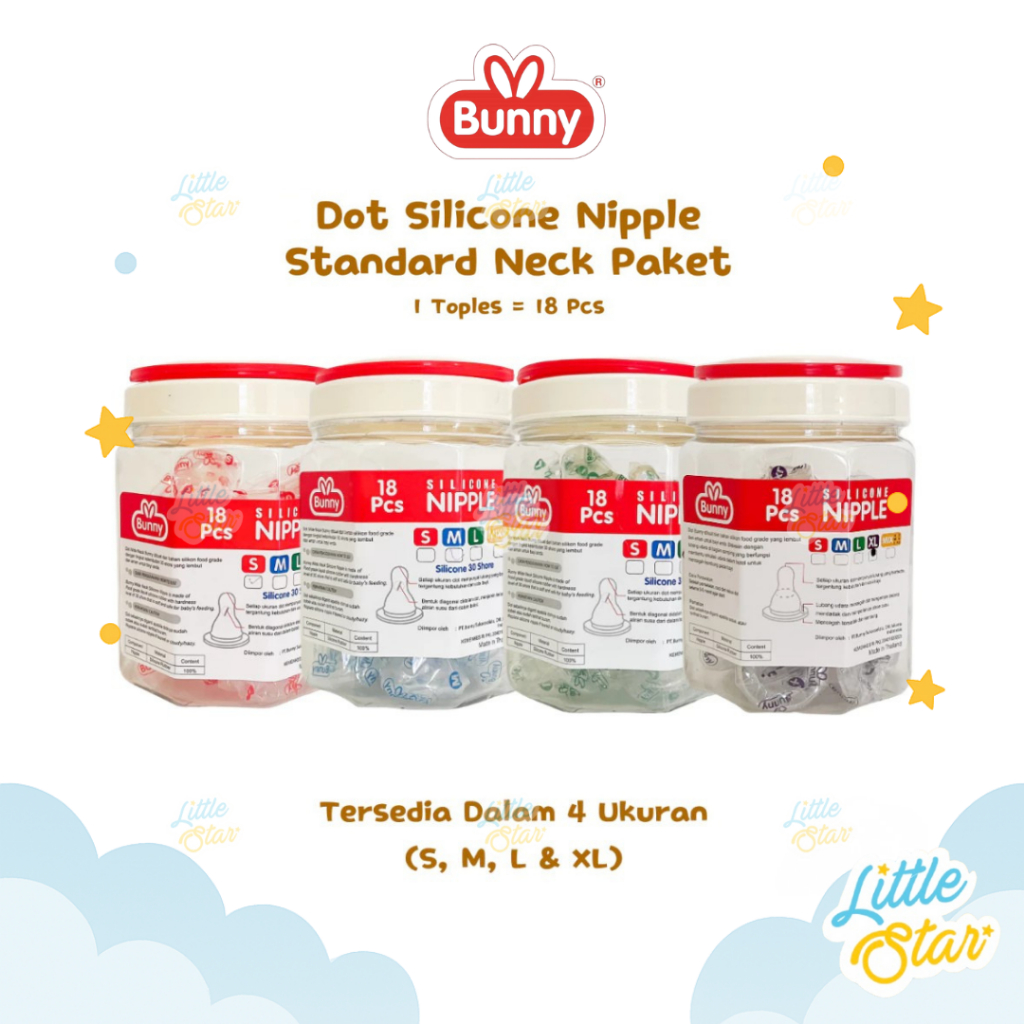 Lusty Bunny Dot Bayi Bulat Silicone Reguler Baby Nipple Karet Basic Standard Neck isi 18 BPA Free