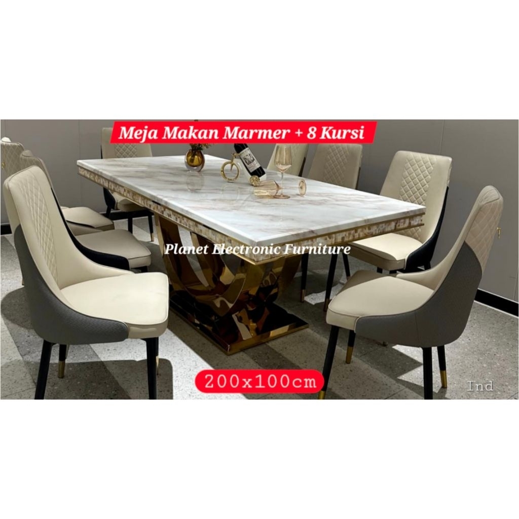 Meja Makan Marmer jumbo 200cm Meja Rapat meja etalase dining table dining set