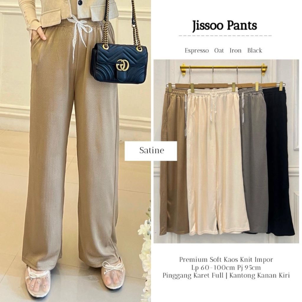 JISSOO PANTS (CELANA KULOT BAHAN KAOS KNIT IMPORT) SATINE