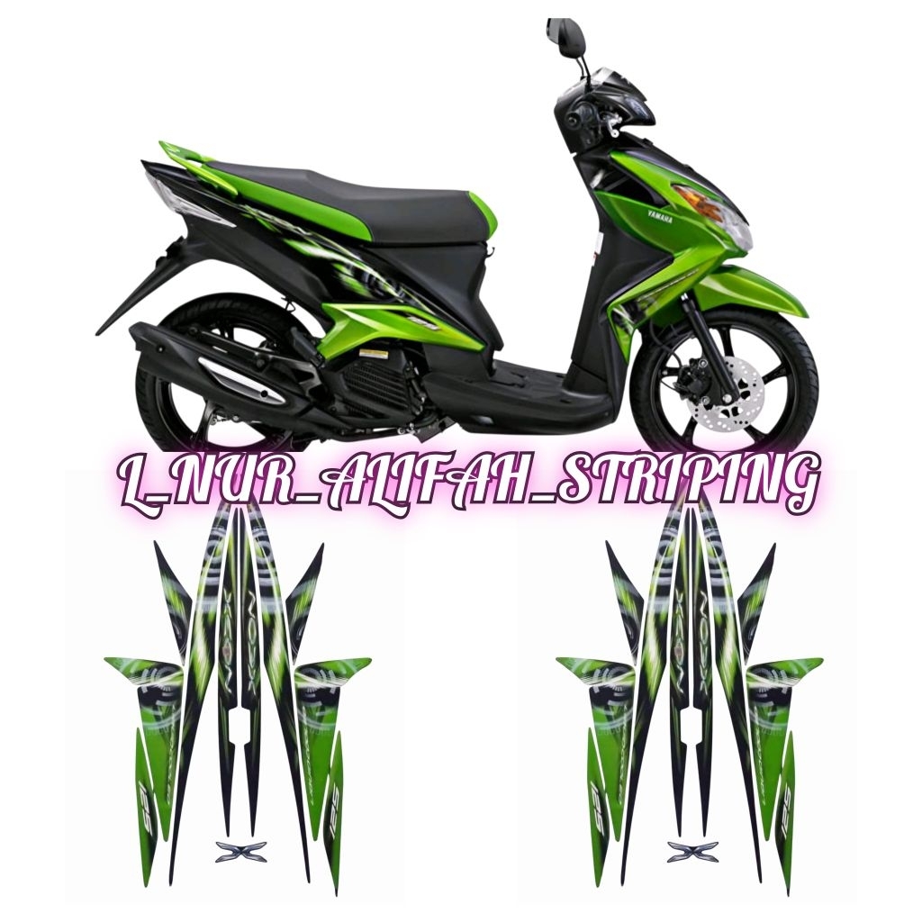 STIKER STRIPING LIS LES POLET BODY MOTOR BERKUALITAS - YAMAHA XEON KARBU TAHUN 2012 WARNA HITAM HIJA