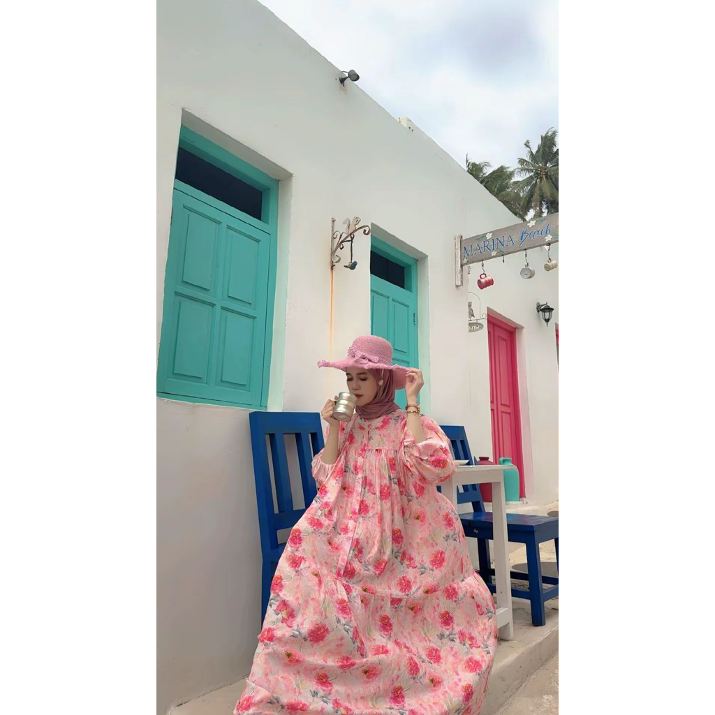 Gamis Dres Lengan Balon ld 120- 140 Panjang 140 By Galery Hafizhah