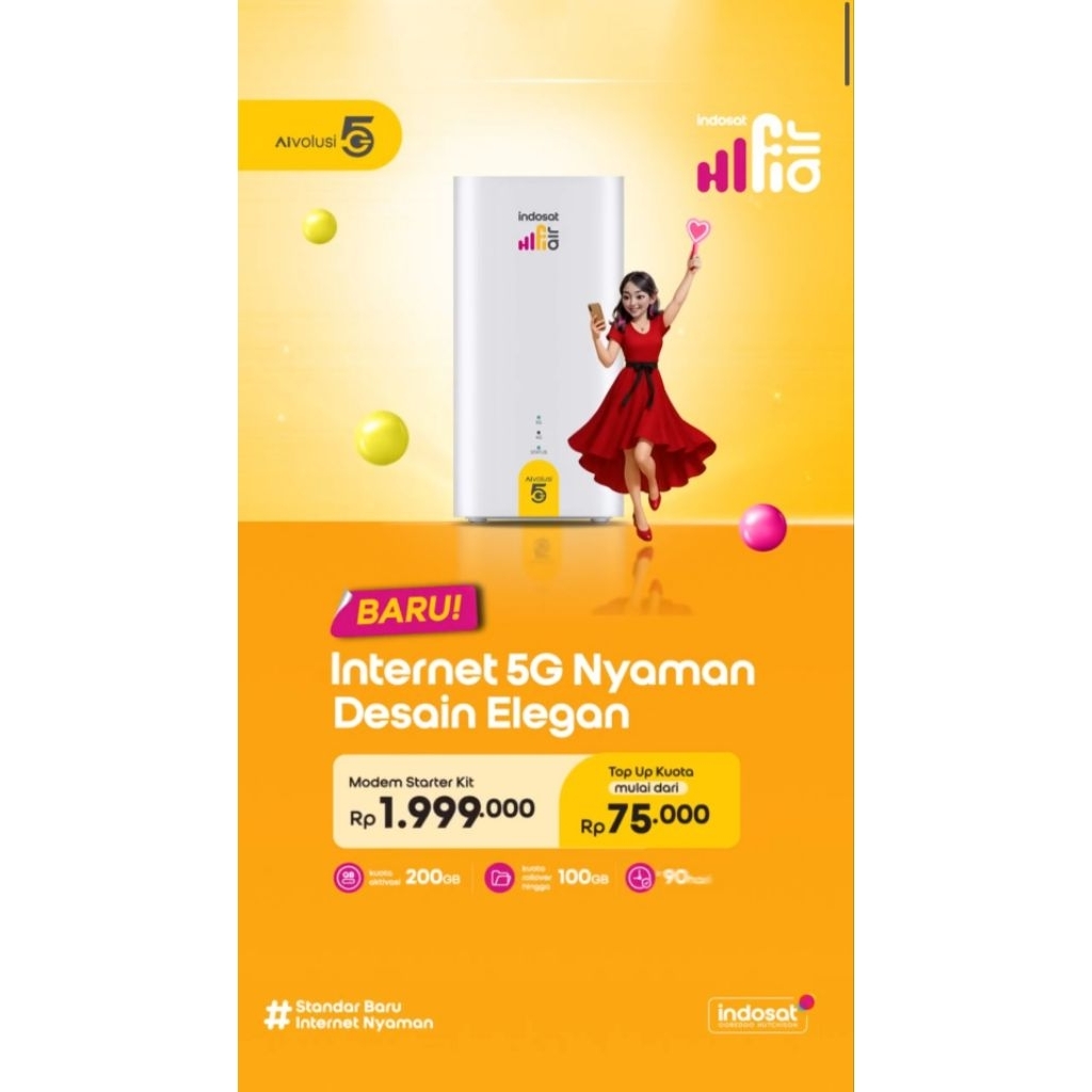 Indosat HiFi Air 5G 2H Modem 5G High Speed 200GB